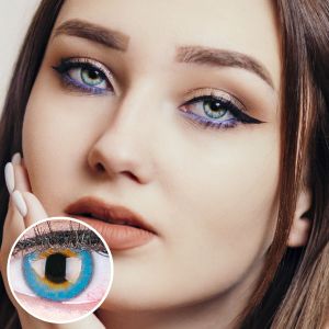 Blaue Kontaktlinsen - Daisy Blue | Premium Comfort | Stark deckend | DIA 14.00 - ohne Stärke | 1 Paar (2 Stück) von GLAMLENS
