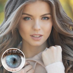 Farbige graue blaue Kontaktlinsen "Mirel Ice Gray". Premium Kontaktlinsen von GLAMLENS