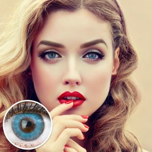 Farbige Blaue Premium Kontaktlinsen Flora True Sapphire von GLAMLENS