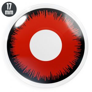 MeralenS Halloween Kontaktlinsen rot mit Stärke – Modell Red Lunatic für Cosplay & schaurige Kostüme (1 Paar)-Tageslinsen-Ohne Stärke