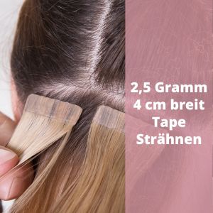 Tape Echthaar Extensions. 2,5 Gramm pro Tresse. 4cm Breit