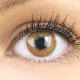 Nahaufnahme der Jasmine Brown Kontaktlinsen, 14mm – weiche, natürliche und stark deckende Silikon-Hydrogel-Linsen für einen intensiven braunen Augenlook.