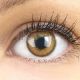 Nahaufnahme der Mirel Brown Kontaktlinsen, 14mm – weiche, natürliche und stark deckende Silikon-Hydrogel-Linsen für einen intensiven braunen Augenlook.