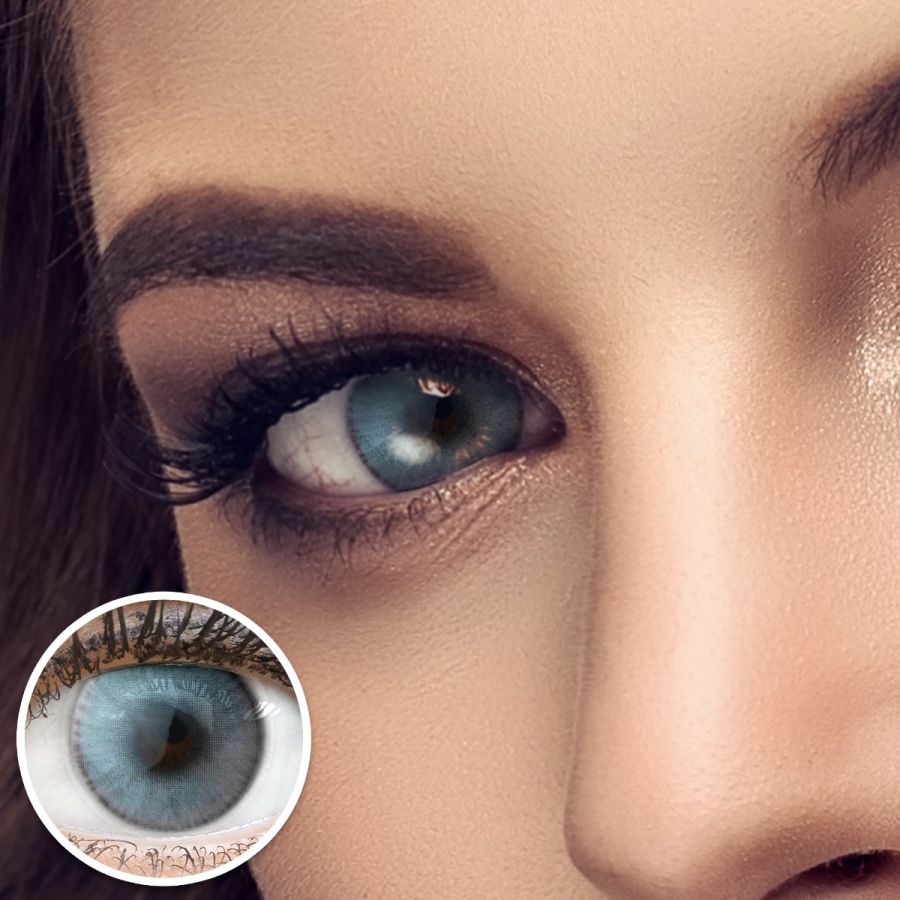 Graue Kontaktlinsen - Verona Gray | Premium Comfort | Stark deckend | DIA 14.20 - ohne Stärke | 1 Paar (2 Stück) von GLAMLENS