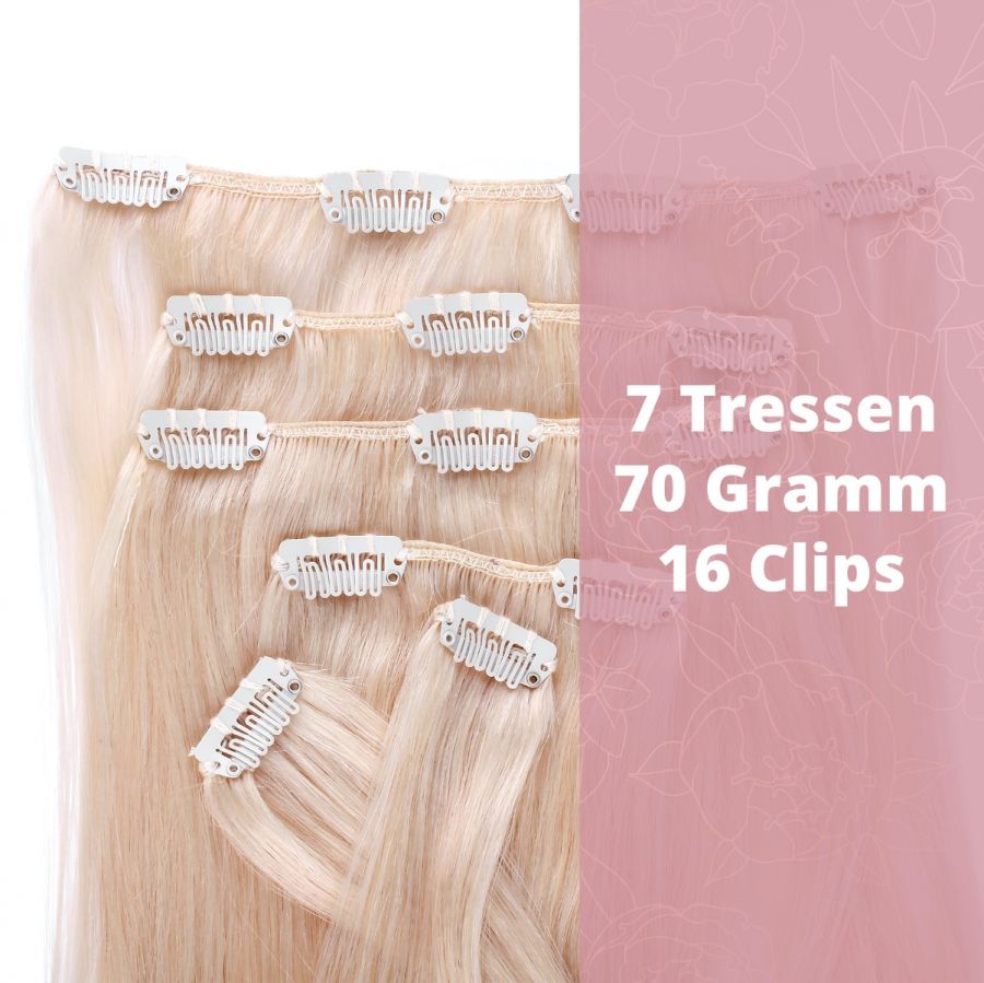 Clip In Extensions (100% Remy Echthaar) 7 Tressen 70 Gramm