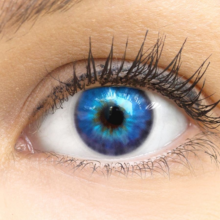Blaue Kontaktlinsen - Cagliari Blue | Premium Comfort | Stark deckend | DIA 14.00 - ohne Stärke | 1 Paar (2 Stück) von GLAMLENS