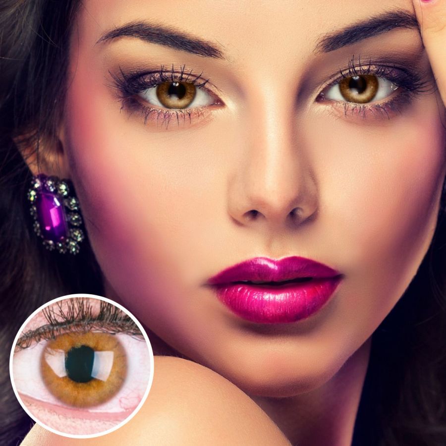 Braune Kontaktlinsen - Rose Brown | Premium Comfort | Stark deckend | DIA 14.00 - mit Stärke | 1 Paar (2 Stück) von GLAMLENS