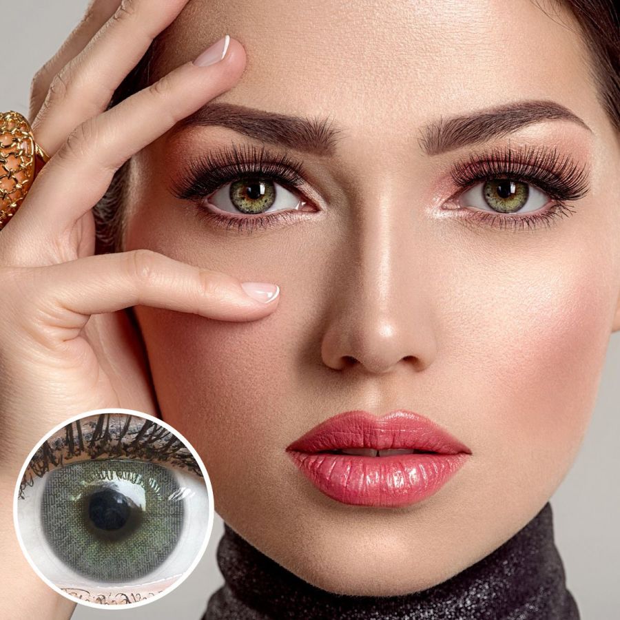 Graue Kontaktlinsen - Jasmine Dark Gray | Premium Comfort | Stark deckend | DIA 14.00 - ohne Stärke | 1 Paar (2 Stück) von GLAMLENS
