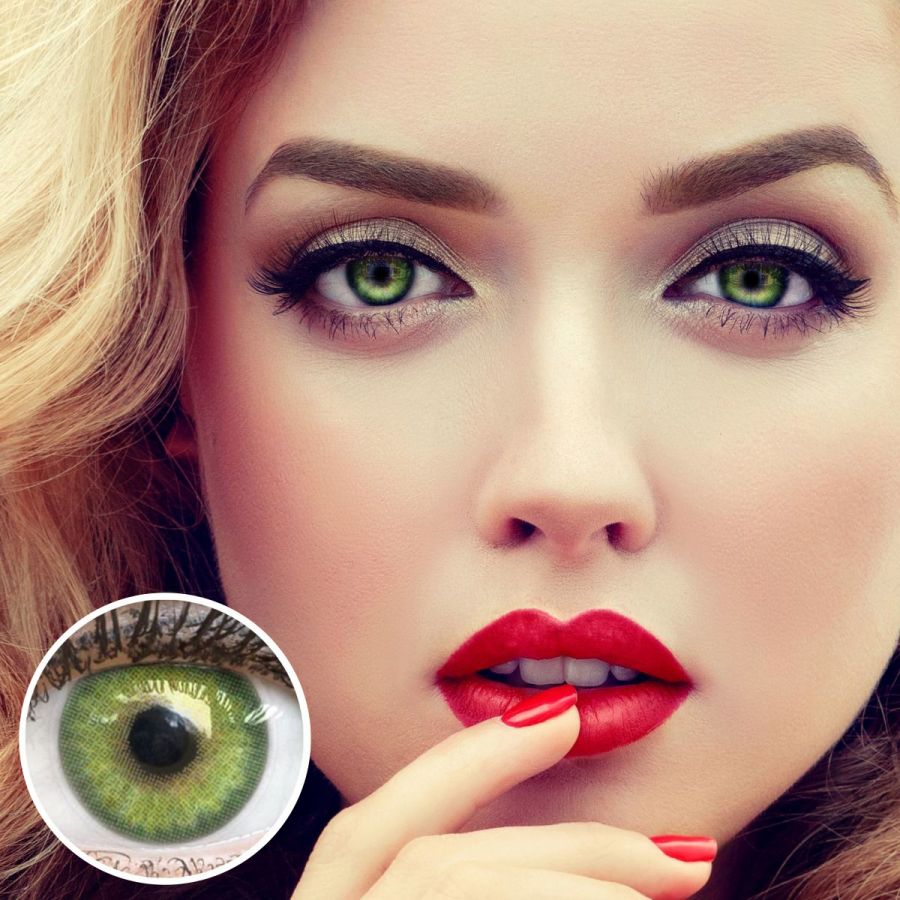 Grüne Kontaktlinsen - Florence Green | Premium Comfort | Stark deckend | DIA 14.00 - ohne Stärke | 1 Paar (2 Stück) von GLAMLENS