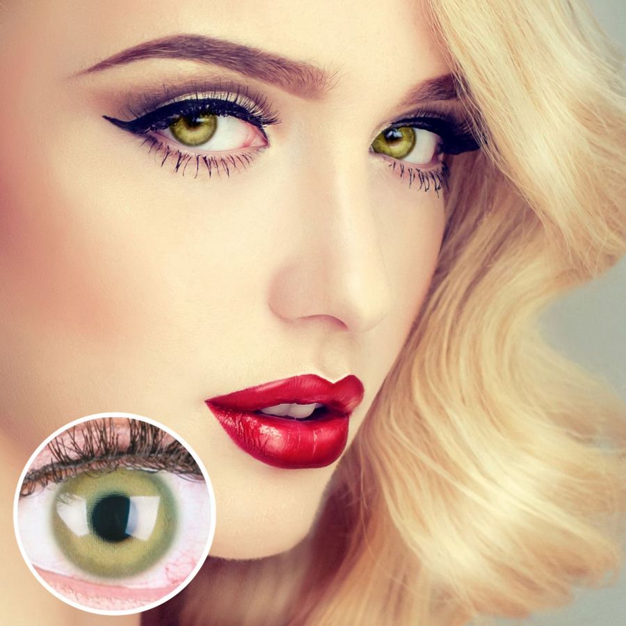 rüne Kontaktlinsen - Alice Green | Premium Comfort | Stark deckend | DIA 14.50 - ohne Stärke | 1 Paar (2 Stück) von GLAMLENS