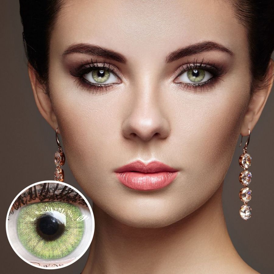Grüne Kontaktlinsen - Jasmine light Green | Premium Comfort | Stark deckend | DIA 14.00 - mit Stärke | 1 Paar (2 Stück) von GLAMLENS