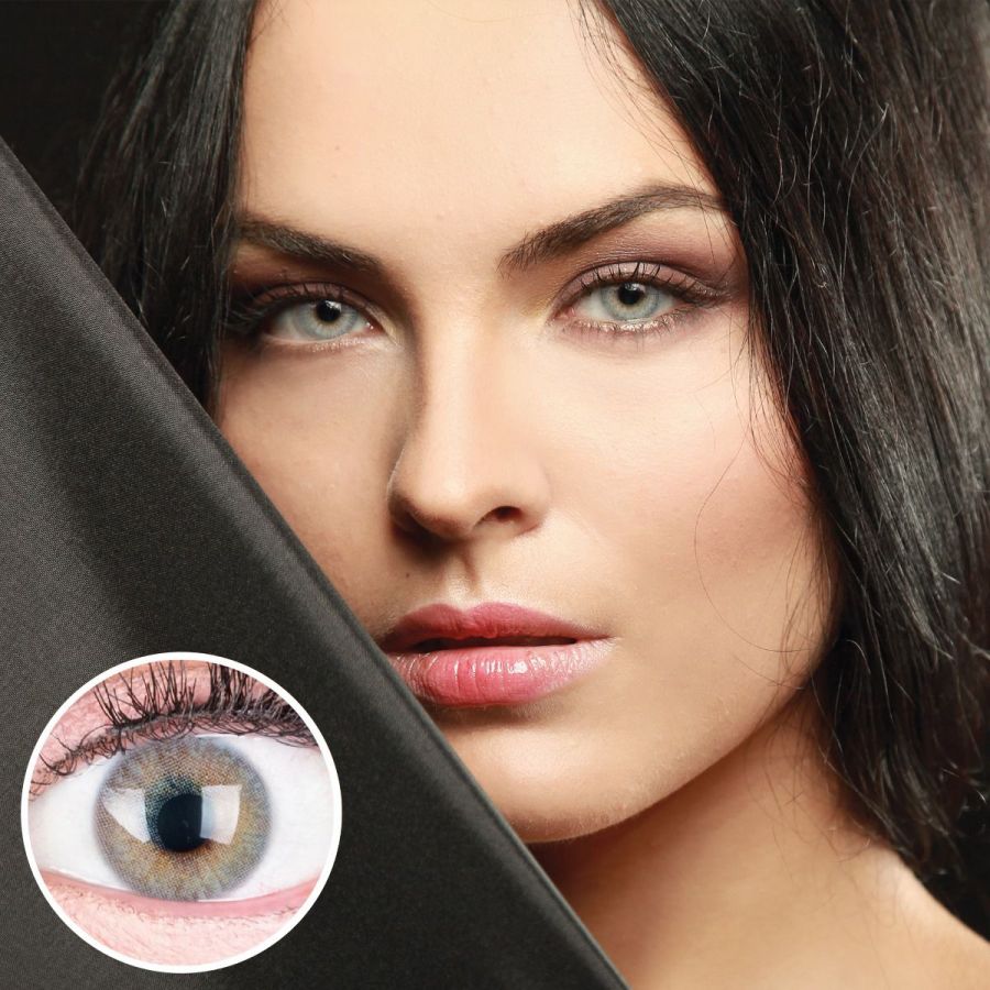 Graue Kontaktlinsen - Jasmine Gray | Premium Comfort | Stark deckend | DIA 14.00 - ohne Stärke | 1 Paar (2 Stück) von GLAMLENS