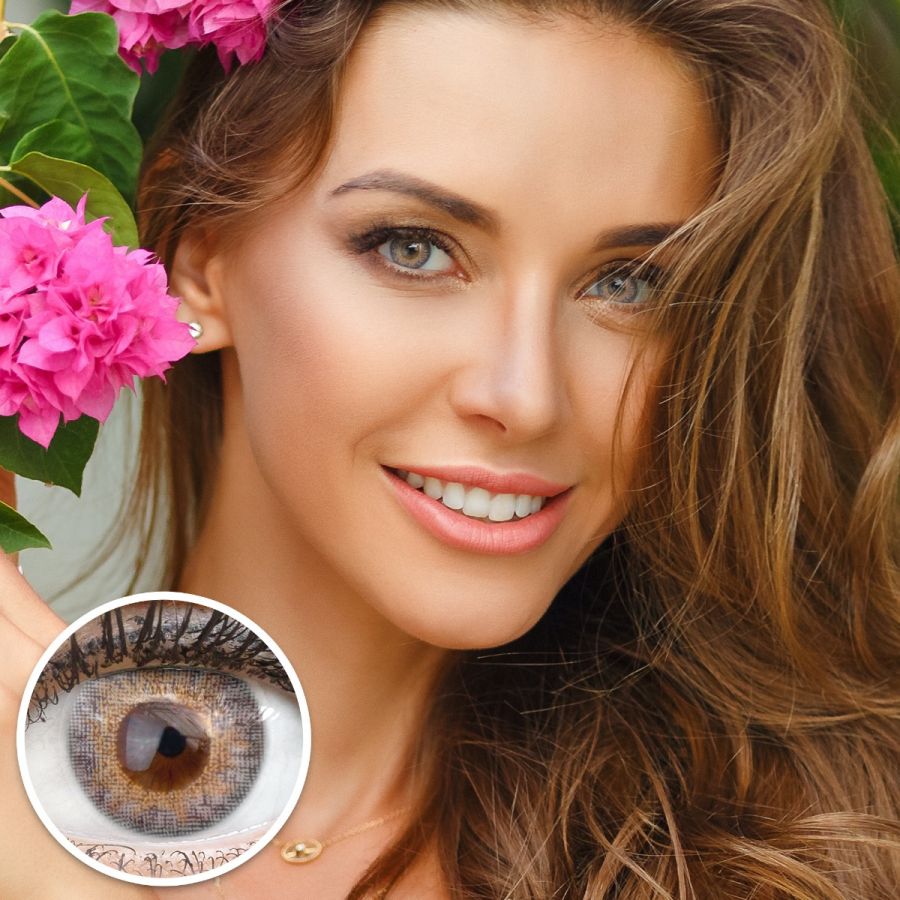 Graue Kontaktlinsen - Flora Gray | Premium Comfort | Stark deckend | DIA 14.50 - ohne Stärke | 1 Paar (2 Stück) von GLAMLENS