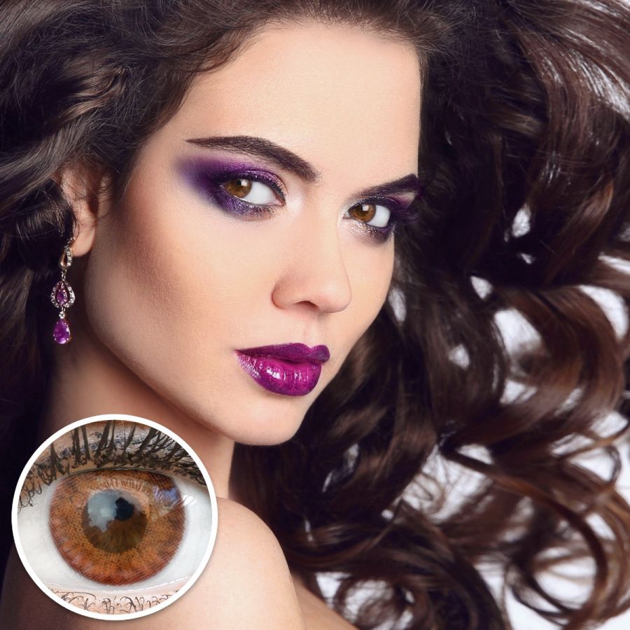 Braune Kontaktlinsen - Flora Pure Hazel | Premium Comfort | Stark deckend | DIA 14.50 - ohne Stärke | 1 Paar (2 Stück) von GLAMLENS