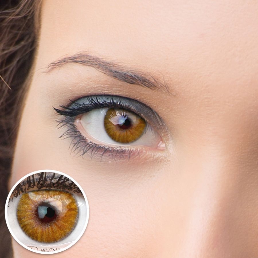 Braune Kontaktlinsen - Verona Hazel | Premium Comfort | Stark deckend | DIA 14.20 - ohne Stärke | 1 Paar (2 Stück) von GLAMLENS