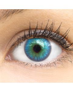 Nahaufnahme der Choco Kontaktlinsen, 14mm – weiche, natürliche und stark deckende Silikon-Hydrogel-Linsen für einen intensiven braune Augenlook.